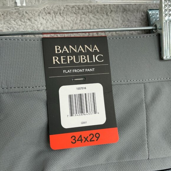 NEW Banana Republic Flat Front Men's 34x29 Tech Pants Gray 100% Polyester - Picture 7 of 9